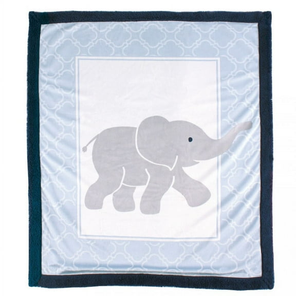 Luvable Friends Baby Boy Plush Blanket with Faux Shearling Back, Elephant, One Size