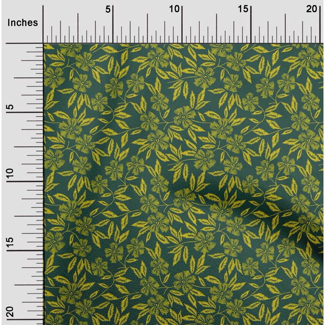 oneOone Georgette Viscose Fabric Leaves & Floral Artistic Printed Craft Fabric BTY 42 Inch Wide