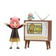thumbnail image 1 of Total Anime Anya Forger - Figura a escala de 6,5 pulgadas con placas frontales intercambiables, manos alternativas, osito de peluche y televisor, 1 of 5