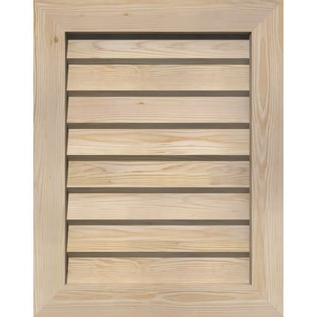 

14 W x 26 H Vertical Gable Vent (19 W x 31 H Frame Size): Unfinished Non-Functional Smooth Pine Gable Vent w/ Decorative Face Frame
