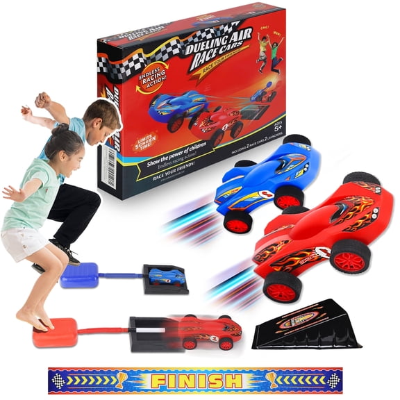 Christmas Gifts for Boys,Car Toys for Kids Ages 8-12,Toys for Boys 8 to 11 Years,Air Powered Cars for Boys and Girls,2 Toy Car Launchers and Air Powered Cars with Ramp and Finish Line