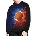 thumbnail image 5 of Xoenoiee Splatter Watercolor Football Pattern Kids Hoodies Hooded Sweatshirt Long Sleeve Pullover Tops with Front Kangaroo Pocket Fall Winter Sportwear for Travel Walk Party, XL, 5 of 7