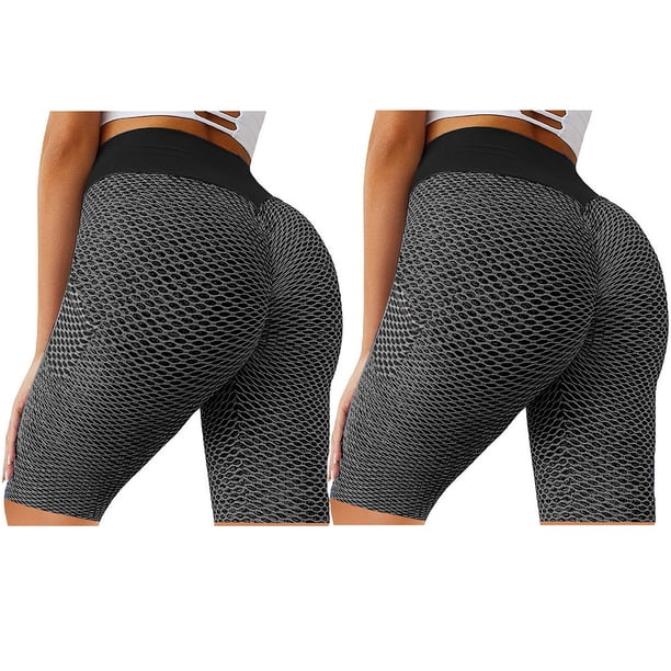 Gibobby Leggings cortos de yoga para mujer Pantalones cortos de glúteos ajustados Pantalones de yoga de 2 piezas para deportes de levantamiento de muj(Negro,M)