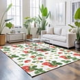 thumbnail image 3 of Area Rugs 5'x7', Strawberry Carpet Runner Indoor Outdoor Rugs Home Decor Aesthetic, Fruits Green Palm Leaves Red Watercolor Non Slip Mats Washable Accent Rug for Living Room Bedroom, 3 of 8