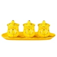 thumbnail image 1 of Matsuzay Juego de 3 tazas de loto con tapa y base. Disfrute de una experiencia relajante al beber té o agua. Taza de cerámica con diseño de Teteras amarillo, 1 of 6
