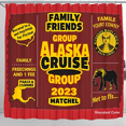 thumbnail image 1 of Vibrant Red Alaska Cruise Shower Curtain for Family Friends - Design with Mammoth & Fun Text, 1 of 4