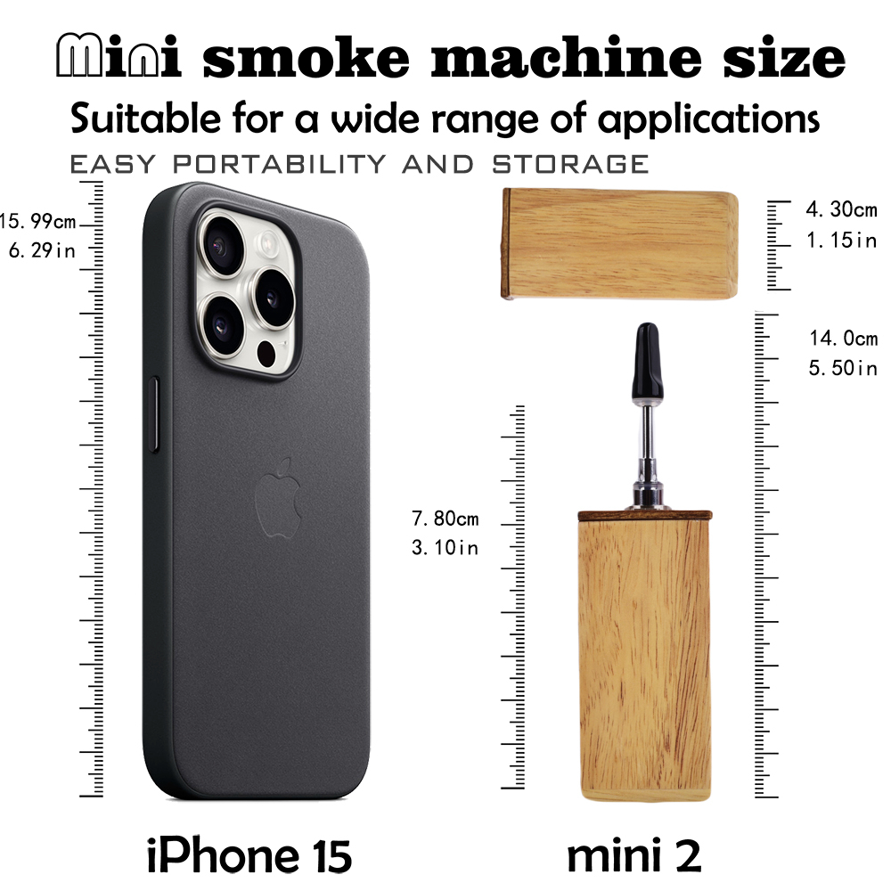 Mini Smoke Machine Fog for Halloween，Bamboo Products，Wireless Remote Control Fog Machine Suitable for  Photography， Party