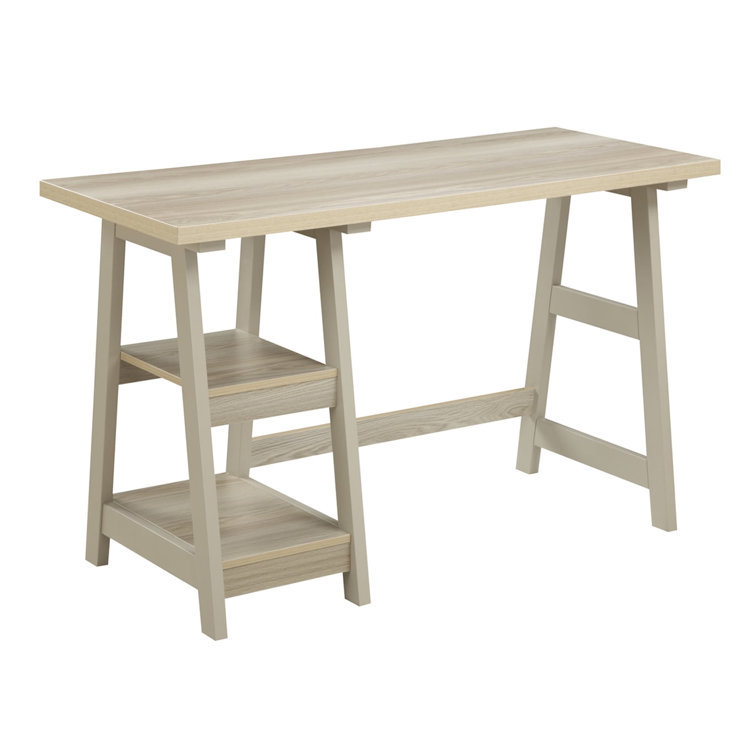 Convenience Concepts Designs2Go 29.25" Tall Trestle Desk with Shelves, Cherry