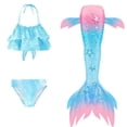 thumbnail image 1 of Kids Girls' Five Piece Bikini Swimming Rainbow Cute Print Bathing Suits Spring Rose Red 4-13 Years_Gift Of G, 1 of 4