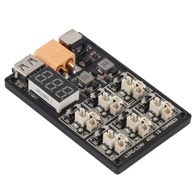 Accesorio RC del tablero de carga del cargador de batería LiPo 6 en 1 1S con interfaz USB