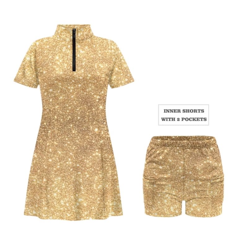 gold golf dress Jeiento Shirt for Men Fashion Short Sleeve Tennis for Women Glitter Sparkly Comfy Couples Outfits Matching Sets Activewear Moisture Wicking Couple Golf Wear Color:Aqua
