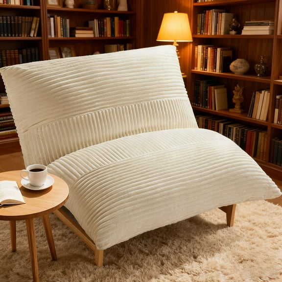 Oversized Comfy Cloud-Like Accent Chair, Extra Deep Seat Bean Bag Lounge Chair Single Sofa, Convertible Stuffed Cushion with Removable Washable Cover, Cozy Floor Seating for Bedroom & Reading Corner