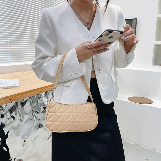 Bolsa Bolso de hombro para axilas de PU con relieve geométrico retro para mujer (caqui) JShteea Para Estrenar