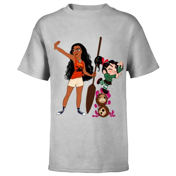 Disney Ralph Breaks the Internet Vanellope and Moana T-Shirt - Short Sleeve T-Shirt for Kids - Customized-Athletic Heather
