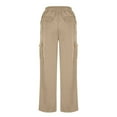 thumbnail image 4 of ZHYou Cargo Sweatpants for Women,High Waist,Elastic Waistband,Side Pockets,Wide Leg Joggers,Beige,Size XL, 4 of 9