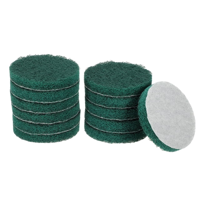 Uxcell 12pcs Almohadillas de Fregado 180 Granos 4" Cepillo de Potencia de Taladro Disco de Condicionamiento de Superficie de Gancho y Bucle, Verde
