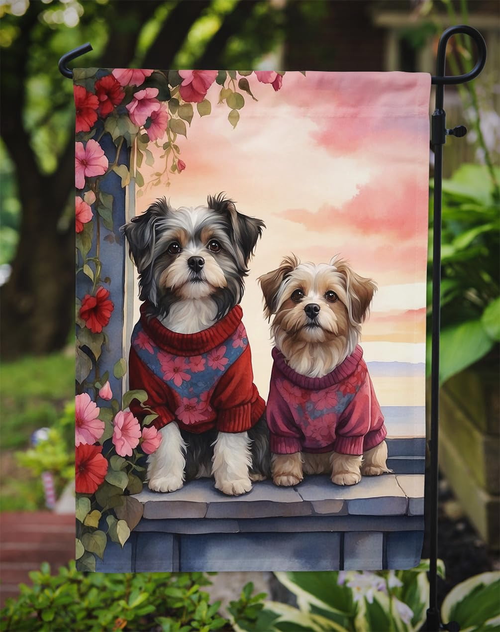 Havanese Two Hearts Garden Flag 11.25 in x 15.5 in