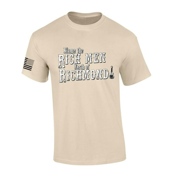 Mens Country Music Tshirt Blame The Rich Men North of Richmond Short Sleeve T-shirt-Sand-small