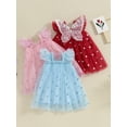 thumbnail image 6 of JYYYBF Girls A-line Dress, Fly Sleeve Shiny Heart Butterfly Party Dress Summer Tulle Dress, 6 of 6