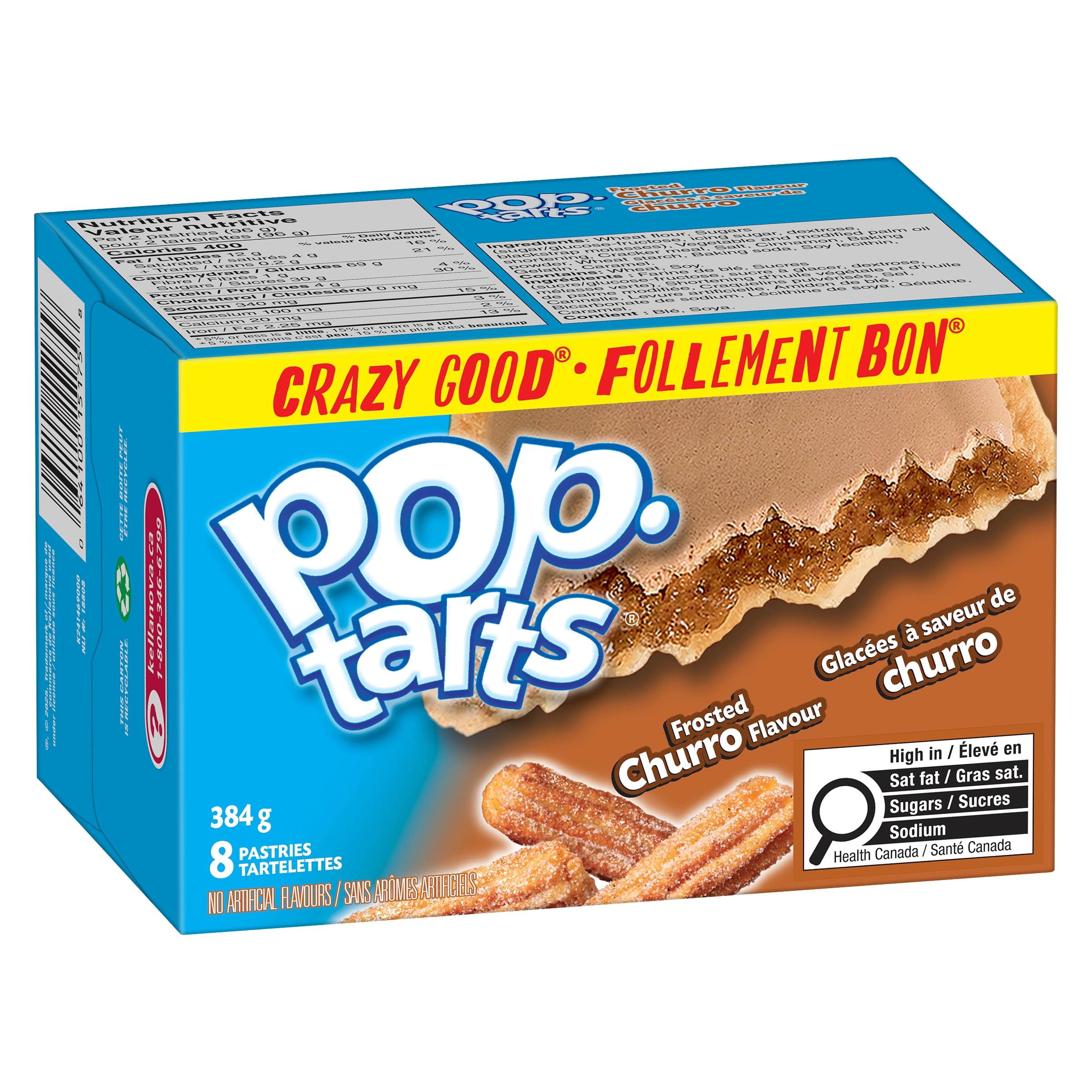Pop-Tarts® Frosted Churro Flavour Pastries, 384 g, 8 Pastries, PT BRWN SGR CINN PSTRS 8CT 384GMX12