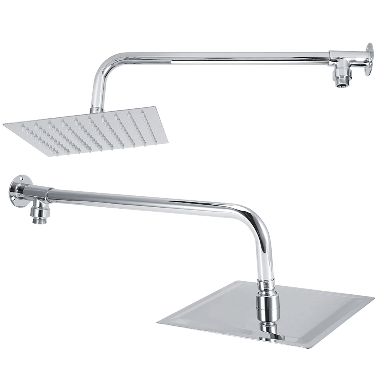 Suodoka 8 Inch Stainless Steel Rainfall Shower Head Set With Arm Hose Holder G1/2 Thread Wall Mounted Square Rain Top Spray Showerhead Fixture, 20.32 cm
