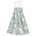 thumbnail image 7 of Haosy 2 Pack Kitchen Wash Cloths with Hanging Loops Absorbent Absorbent Quick Drying Hand Towels, Sage Green White Flower, 7 of 7