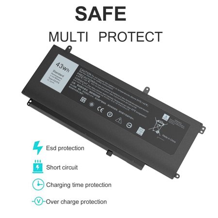 43Wh D2VF9 Battery for Dell Inspiron 15 7547 7548 Vostro 14 5459 PXR51 YGR2V New