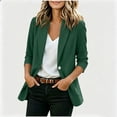 thumbnail image 2 of Sahpxhe Blazers for Women Cotton Linen Notch Lapel 3/4 Sleeve Padded Shoulder Office Suit Work Business Casual Blazer Jacket Green S, 2 of 8