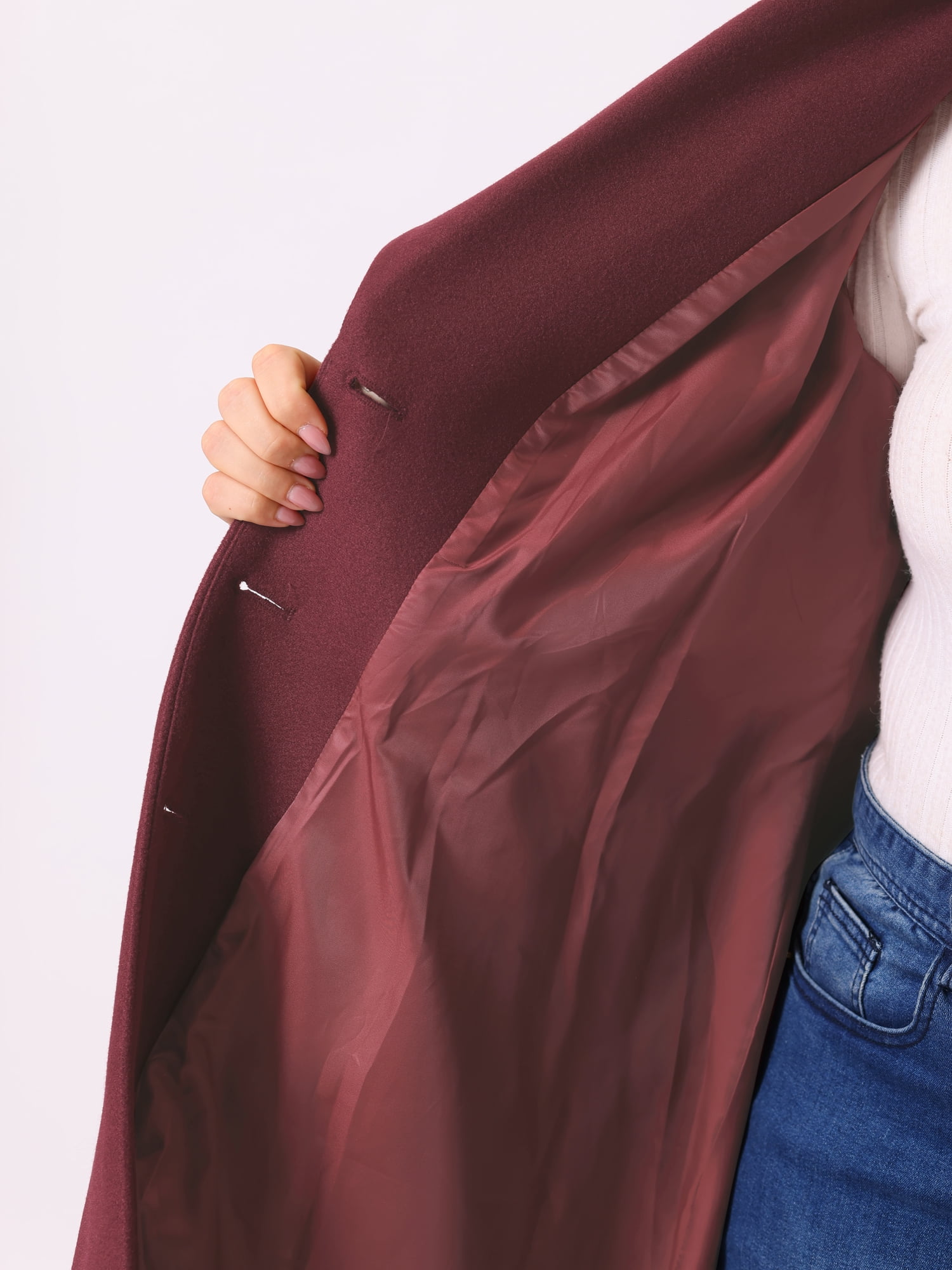 DARING DIVA Women's Plus Size Winter Outerwear Coat with Shawl Collar 3X Burgundy