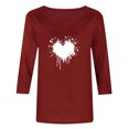 thumbnail image 4 of Plebaso Hauts Cœur pour Femmes Manches 3/4 Col Rond T-Shirts Décontractés Imprimé Chandail Femmes 2025 Tee Blouses, 4 of 4