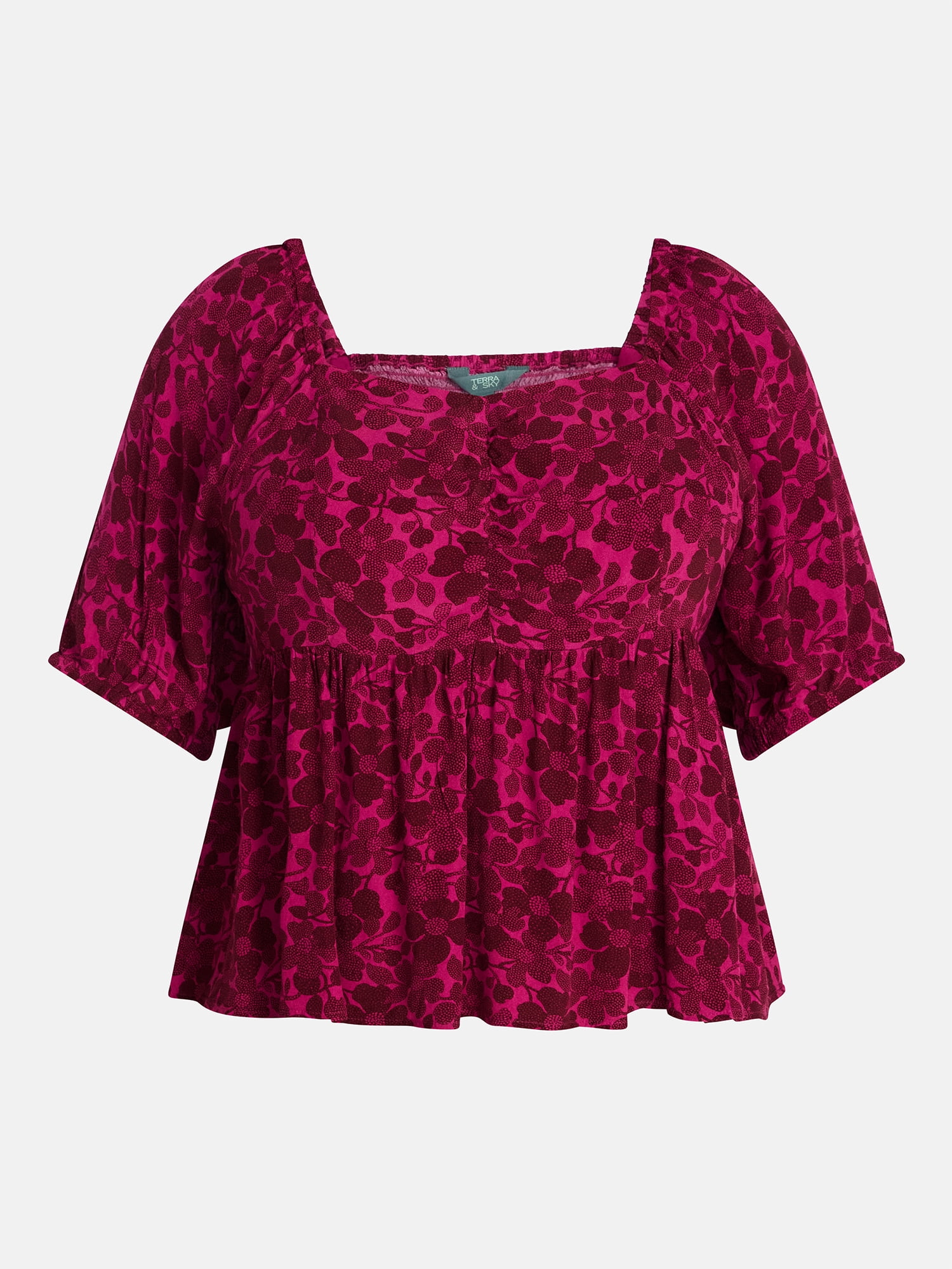 Terra & Sky Women's Plus Peplum Sweetheart Top, Sizes 0X-5X