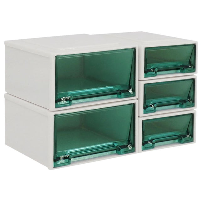 Caja de almacenamiento de cajones de , organizador de cajones apilables, caja de almacenamiento de plástico con cajón y compartimentos, y verde