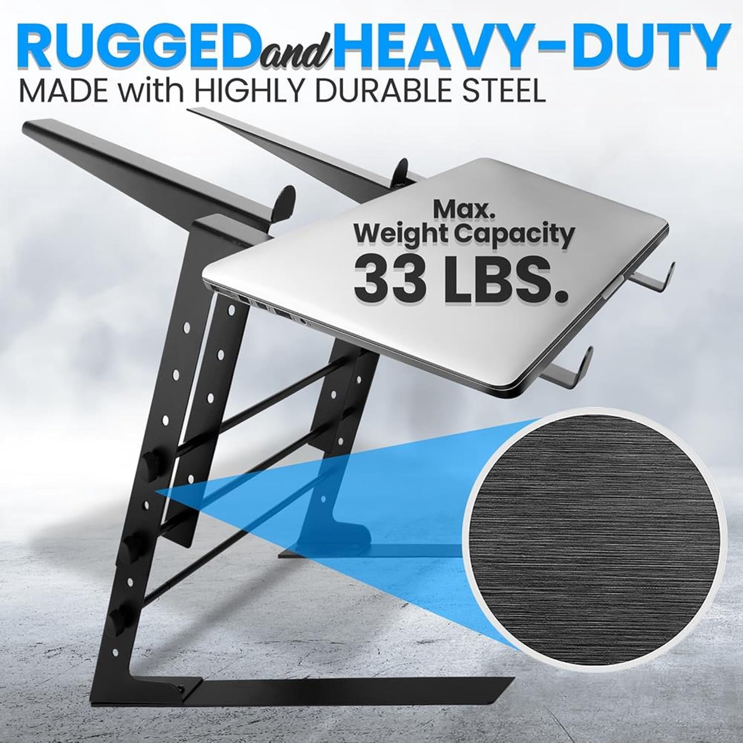 Portable Dual Laptop Stand - Standing Table with Adjustable Height, Black