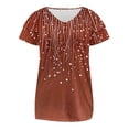 thumbnail image 5 of ClodeEU Women's Print V-Neck Short Sleeve Blouse with Flounce Sleeve,Summer Trendy Shirts Rose Gold,Womens Plus XXL, 5 of 5