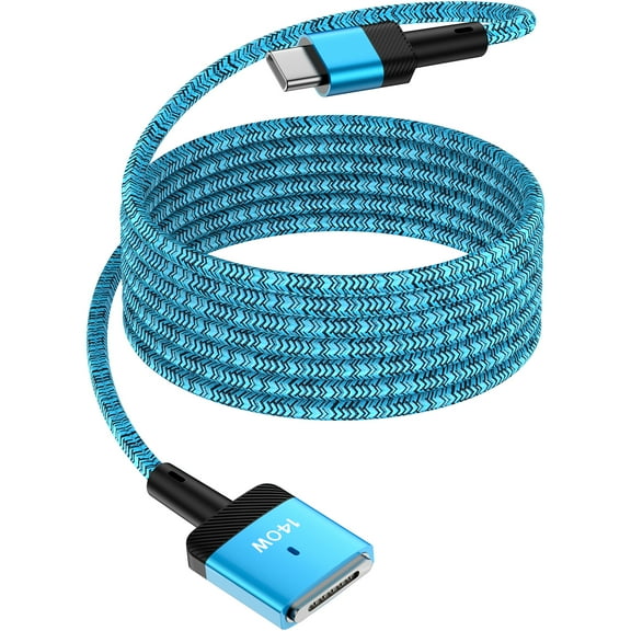 Zacenei USB-C to Magnetic 3 Cable 6ft,1Pack 140W MacBook Air Charger Nylon USB C Fast Charging Cable Type C to Mag-Safe Charger Cable Compatible for M4 MacBook Pro/Air M1 M2 M3(2021-2024 14"&16")