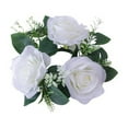 thumbnail image 2 of kladzum Valentine's Day Rose Candle Rings Wreaths Artificial Flowers Mini Rings Garland Silk Flower Ring Leaf Candle Wreath for Wedding Home Party Table Candlestick Decorations, 2 of 5