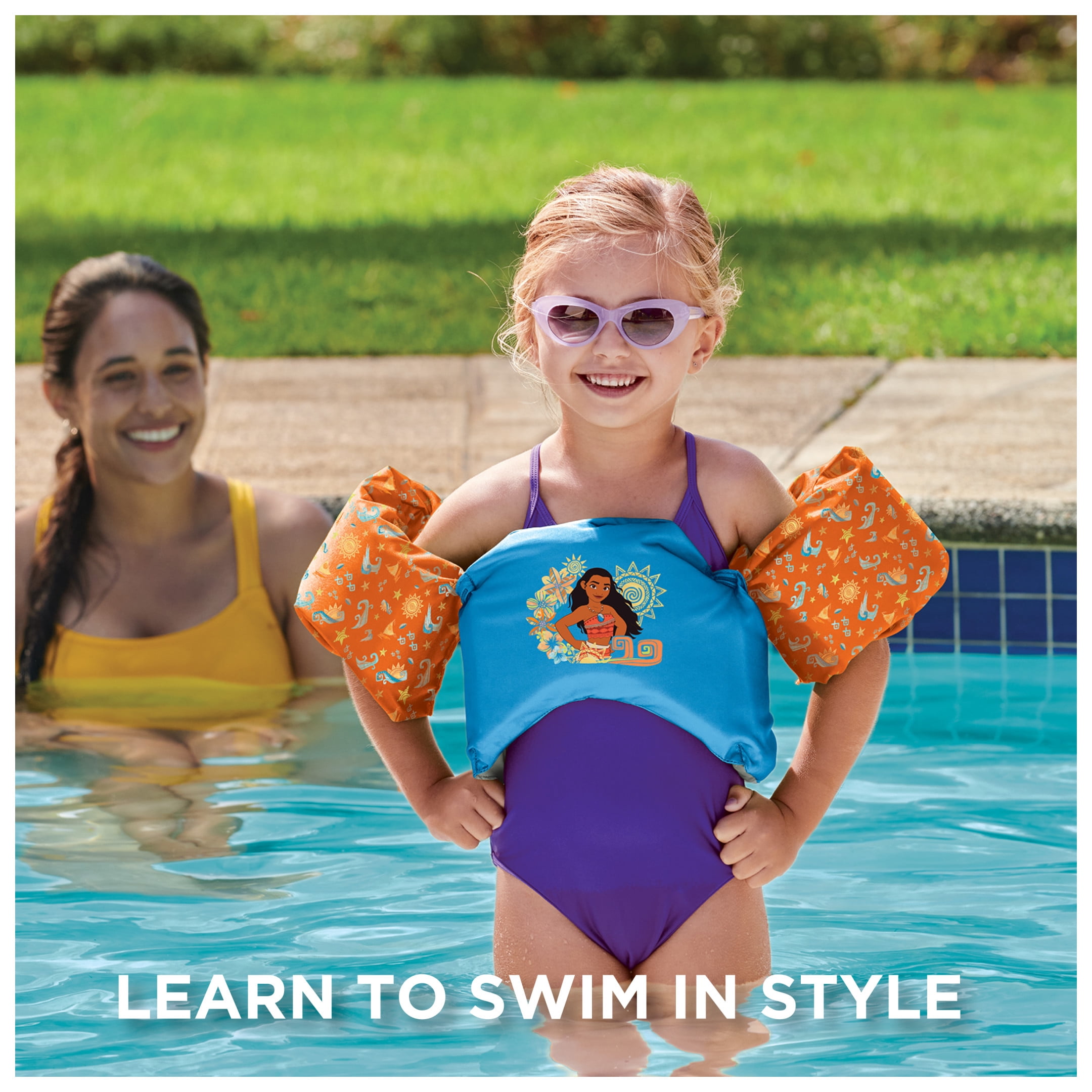 SwimWays Disney Moana Swim Trainer, USCG Approved Training Life Vest for Kids 33-55 lbs