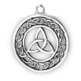 thumbnail image 1 of Sterling Silver 30" Unisex 1.5mm Circle Lined Unending Celtic Knot Center Triquetra Knot Pendant Necklace, 1 of 2