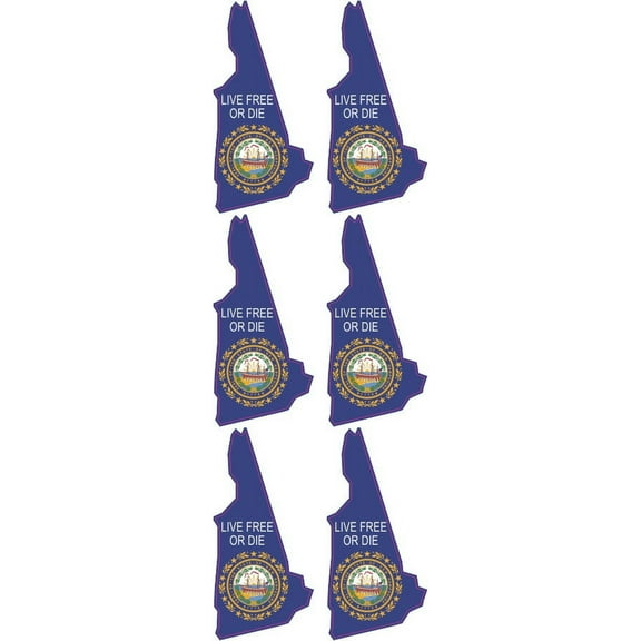 [6x] 1in x 2in Die Cut New Hampshire Stickers