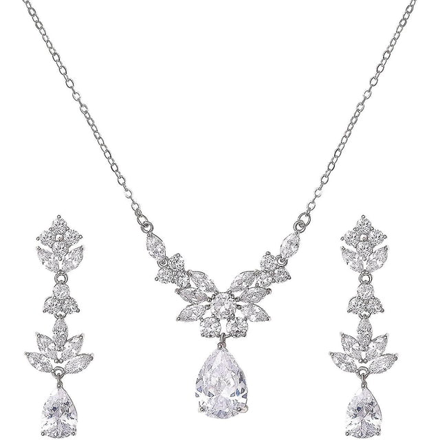 Teardrop Wedding Bridal Jewelry Set For Brides Women Birdesmaid, Crystal Rhinestone