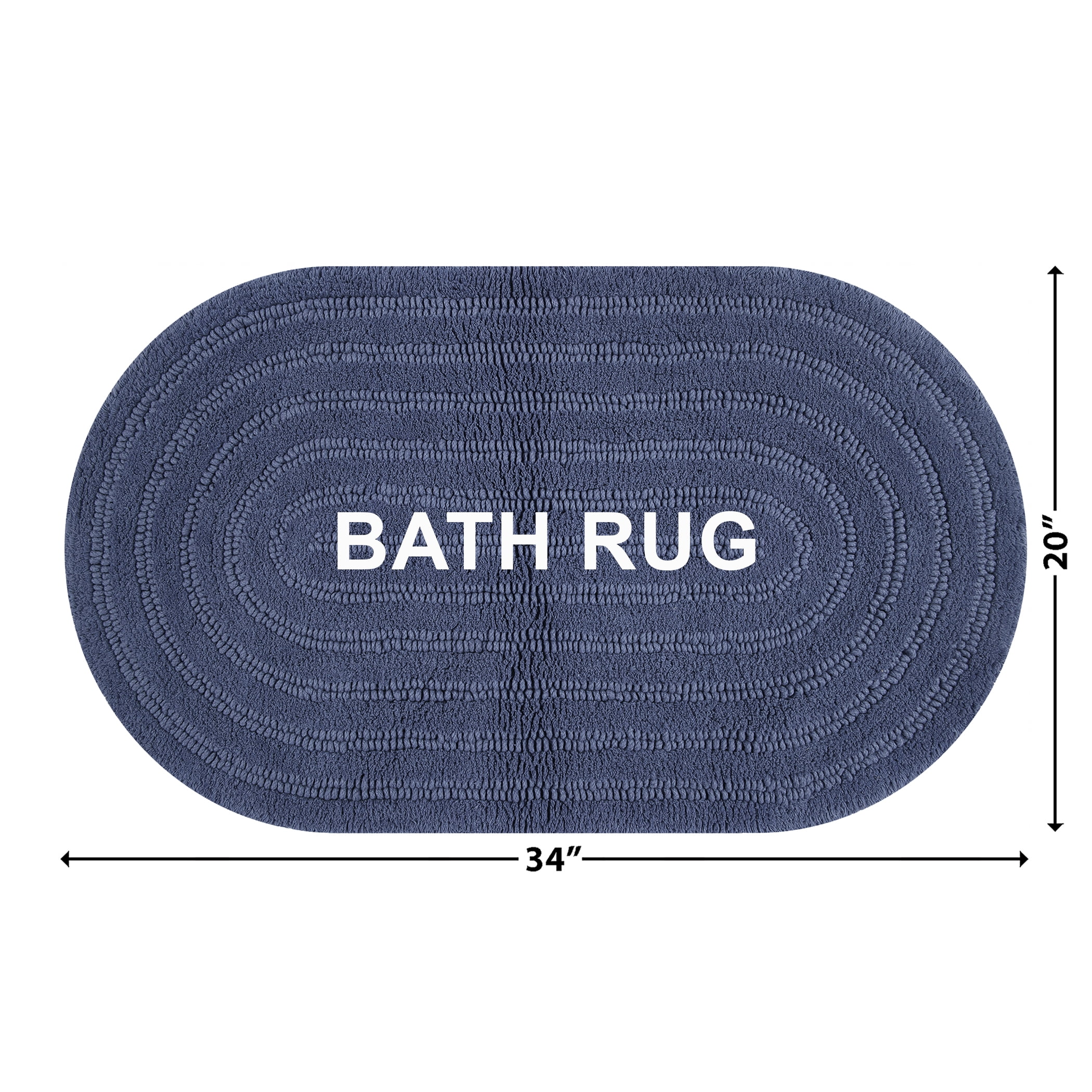 Beautiful Oval Cotton Bath Rug by Drew Barrymore, Nightshadow Blue, 20" x 34"