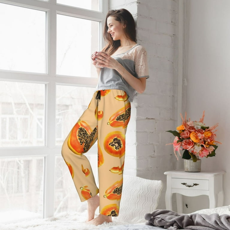 Pajama Pants Women Tropical fruit Papaya Soft Breathable Sleep Lounge Pants for Women Comfy Casual Pj Pants Bottoms with Pockets Walmart