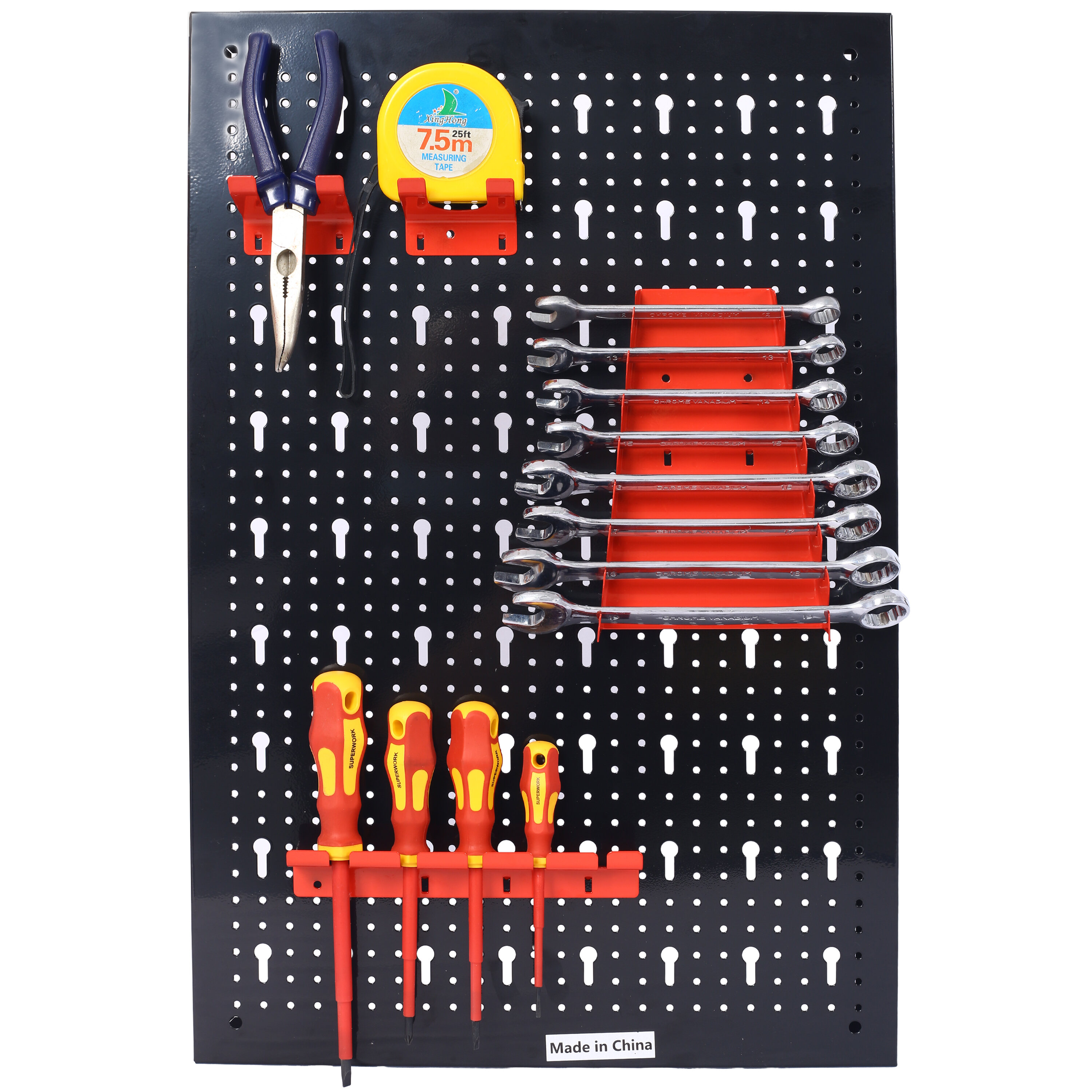 4ft Metal Pegboard Wall Organizer Kit - Heavy Duty 132LB Capacity Tool Storage System with 3 Panels, Hooks & Accessories for Garage, Workshop (Black)