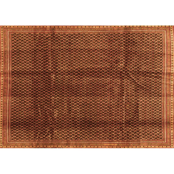 Ahgly Company Indoor Rectangle Abstract Orange Contemporary Area Rugs, 7' x 10'