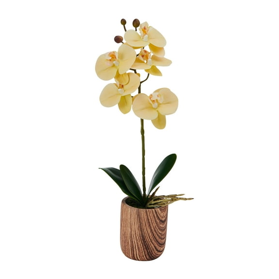 Home Accents 16-Inch Artificial Real Touch Phalaenopsis Orchid in Faux Wood Cement Pot