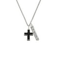 thumbnail image 2 of Delight Jewelry Silvertone Large Black Enamel Cross with Decorated Sides Silvertone Always My Mother Bar Charm Necklace, 23", 2 of 4
