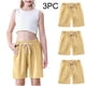 thumbnail image 1 of Odeerbi 2-10 Años Niños Niñas 3 Pcs Verano Algodón Lino Pantalones Cortos Entrenamiento Deportivos Cortos Lindo Color Sólido Pantalones Cortos Suaves Respirables, 1 of 9
