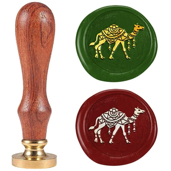 1" Art Camel Wax Seal Stamp Animal Sealing Stamps Removable Brass Head Seal Stamp with Wooden Handle Sealing Wax