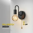 thumbnail image 3 of Black Pull Chain Wall Sconce with Switch Vintage Wall Lights E26 Industrial Wall Lamp Retro Wall Lighting Hard Wired Sconces Lighting for Mirror Bedroom Hallway, 3 of 13