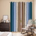 thumbnail image 3 of Blue Brown Kitchen Curtains 84 Inch Length, Farmhouse Wood Grain Vintage Vertical Striped Grommet Top Bedroom Living Room Curtains, Light Filtering Cafe Curtain Drapes 2 Panels Set 84''x84'', 3 of 9
